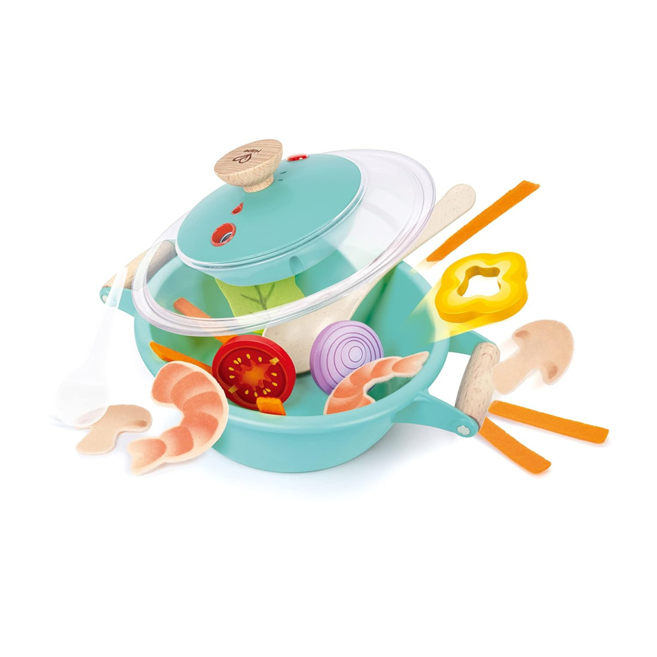Hape Set Cucina a Vapore – Pentola Interattiva con Cibo Giocattolo