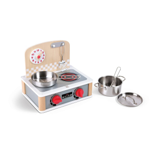 Hape Cucinetta Portatile 2 in 1 in Legno con Piastra, Griglia e Utensili