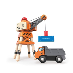 Hape Gru Rotante con Camion Ribaltabile per Trenino in Legno