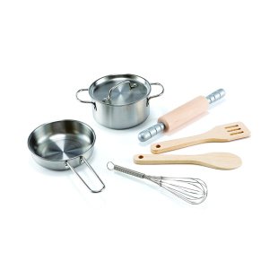 Hape Kit Cucina in Legno e Metallo – Set Utensili per Gioco di Ruolo dai 3 Anni