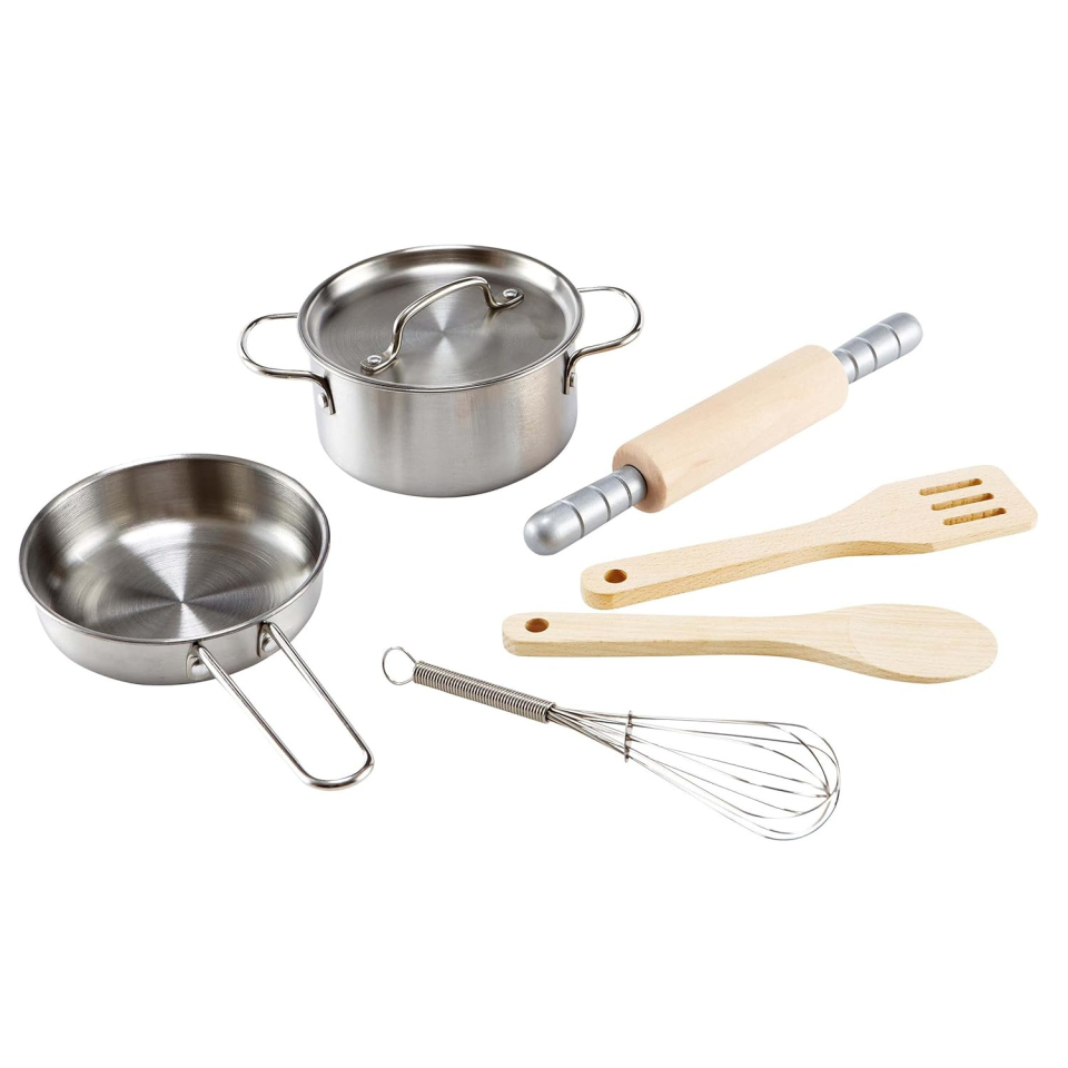 Hape Kit Cucina in Legno e Metallo – Set Utensili per Gioco di Ruolo dai 3 Anni