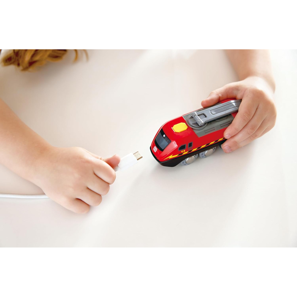 Hape Locomotiva Ricaricabile con Manovella per Trenini in Legno