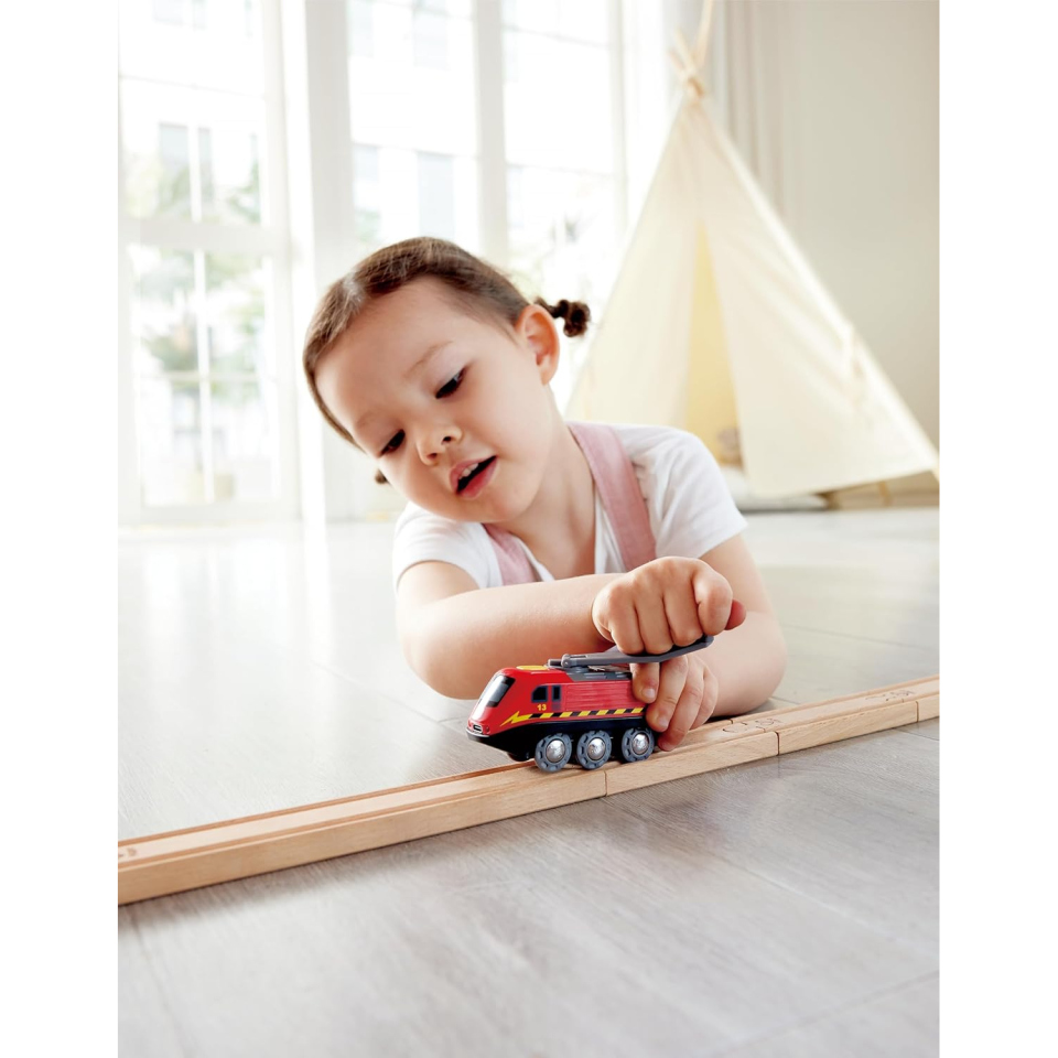 Hape Locomotiva Ricaricabile con Manovella per Trenini in Legno