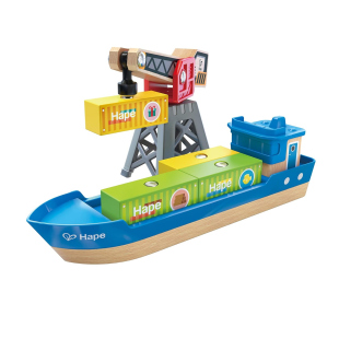 Hape Nave da Carico con Gru Magnetica – Set Ferroviario in Legno