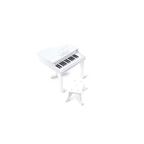 Hape Pianoforte Elettronico Bianco Deluxe con Sgabello – 30 Tasti