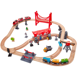 Hape Pista Città Trafficata – Set Trenino in Legno 51 Pezzi