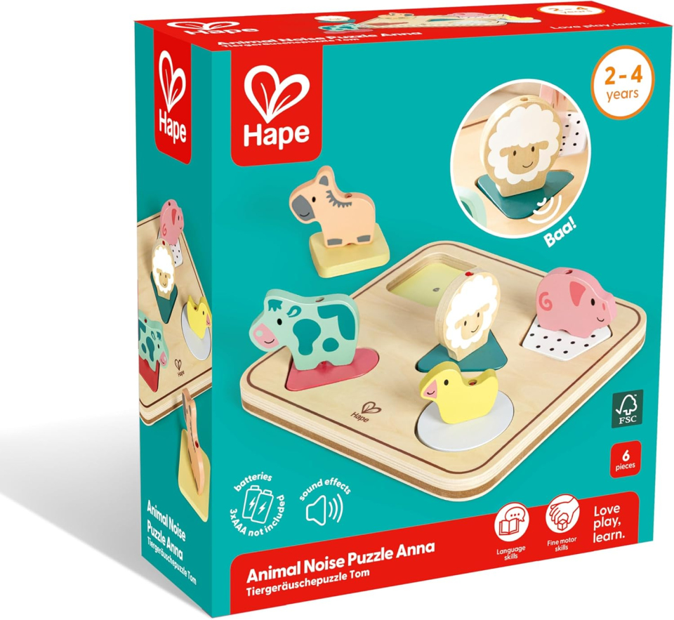Scatola - Hape Puzzle in legno con suoni animali