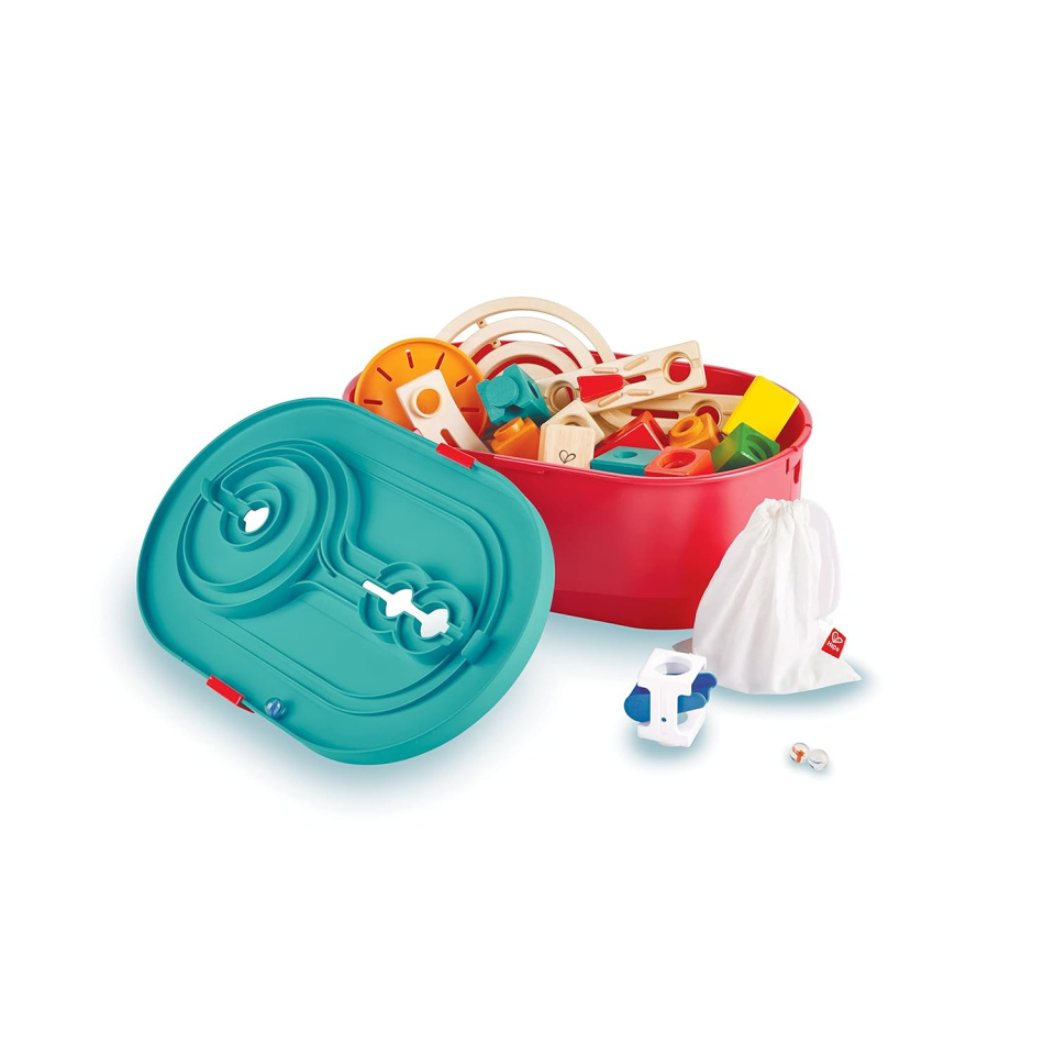 Hape Quadrilla Set Contenitori – Pista Biglie Modulare in Legno