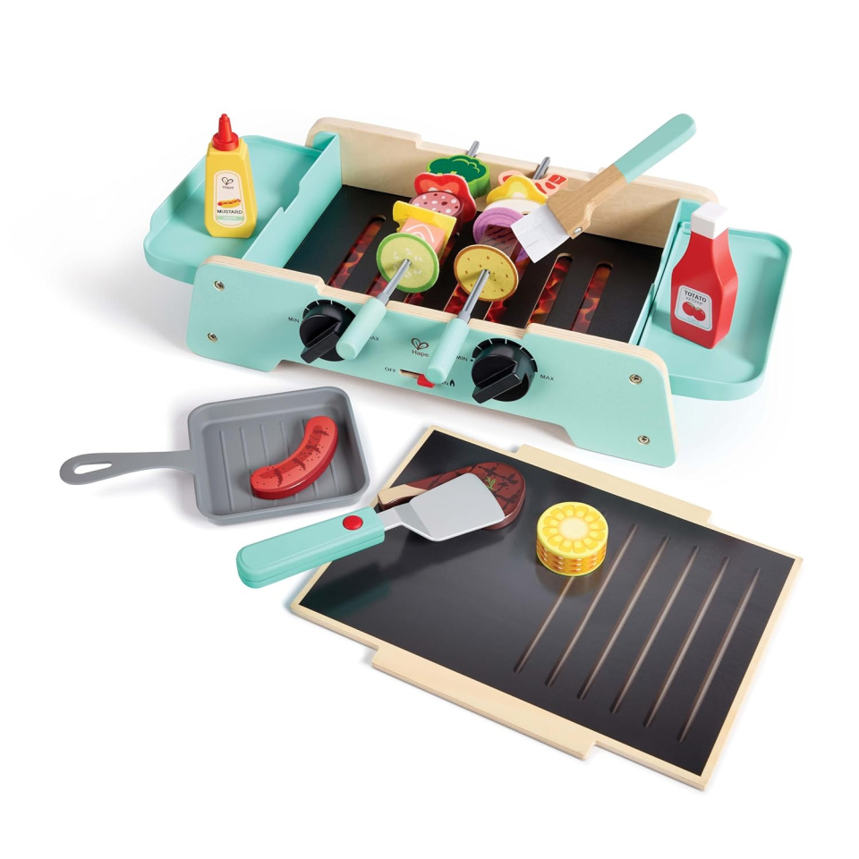 Hape Set Barbecue in Legno – Cucina Giocattolo con Grill e Spiedini