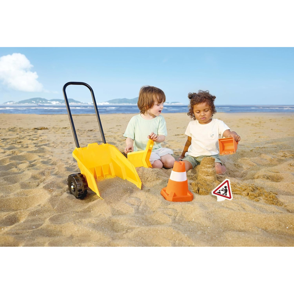 Hape Set Cantiere Sabbia – Dumper, Ruspa e Accessori da 3 Anni