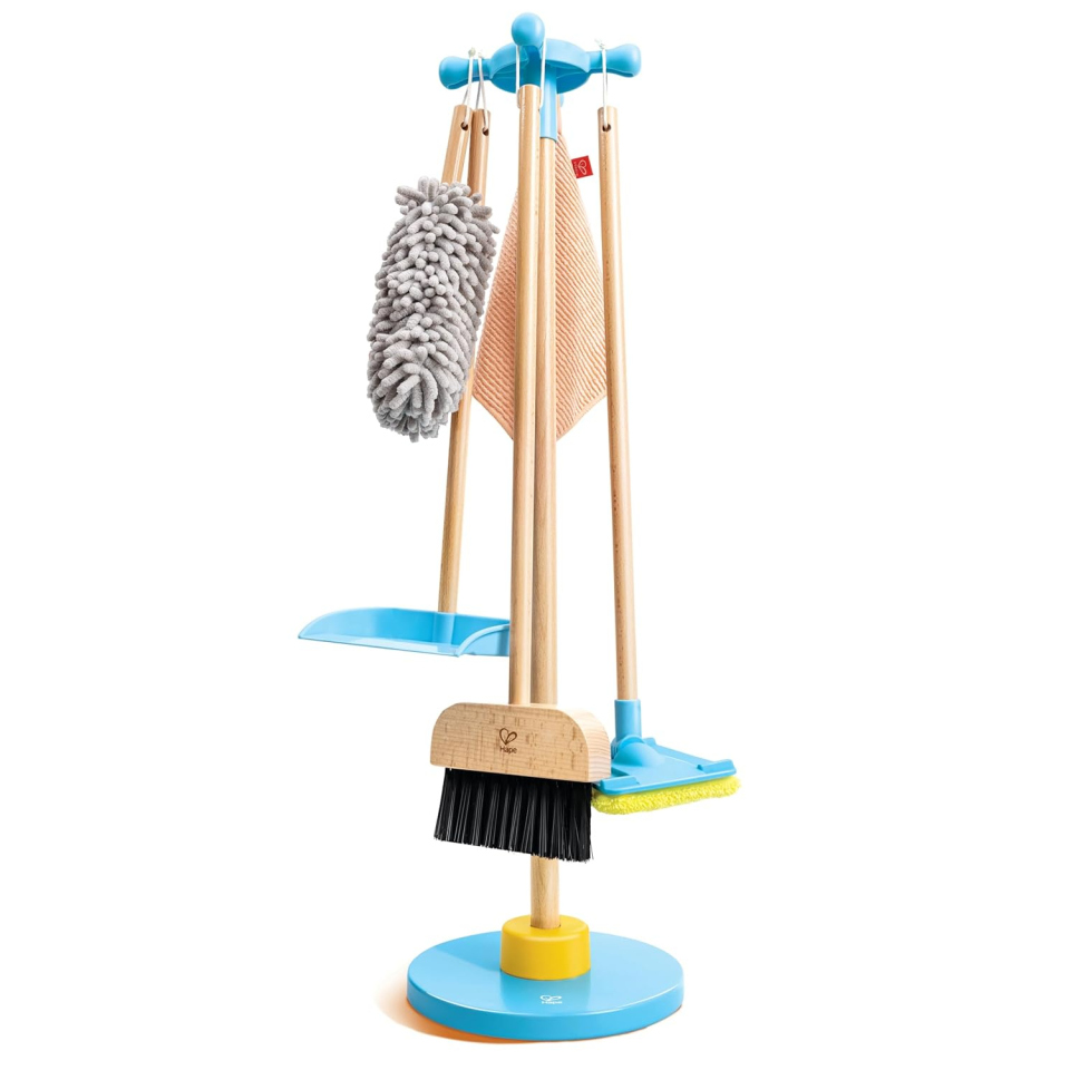 Hape Set Pulizia in Legno con Supporto – 6 Pezzi per Bambini