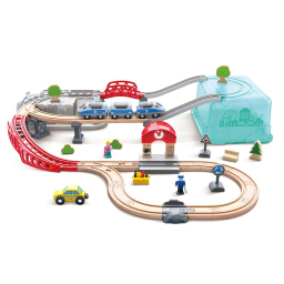 Hape Set Treno in Città con Binari e Personaggi in Legno