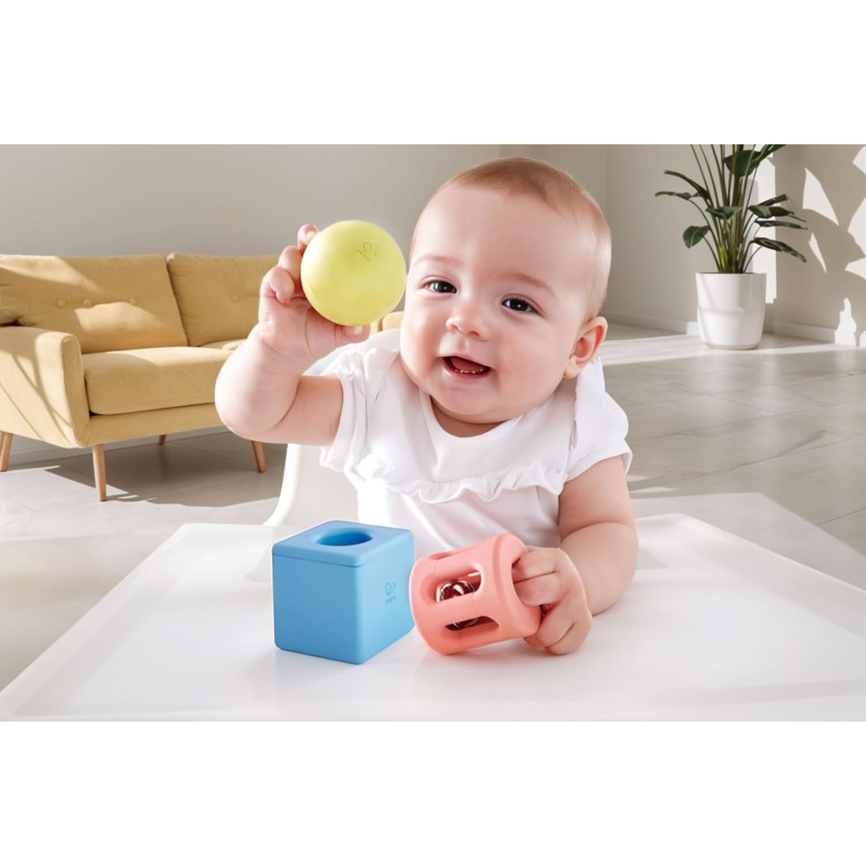 Hape Set Sonagli Geometrici in Riso per Neonati