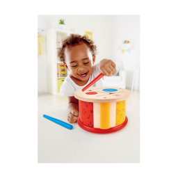 Hape Tamburo Double Face in Legno con Bacchetta – dai 12 Mesi