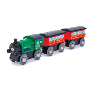 Hape Treno a Vapore in Legno con Vagoni Magnetici