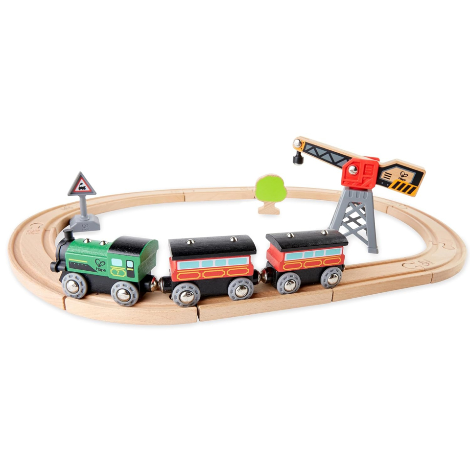 Hape Treno a Vapore in Legno con Vagoni Magnetici