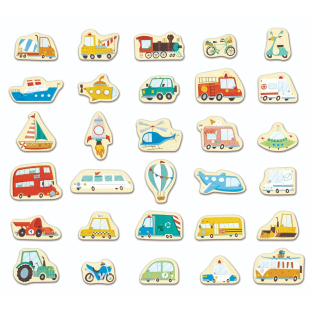 Hape Set Veicoli Magnetici in Legno – 30 Pezzi dai 18 Mesi