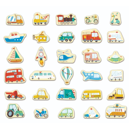 Hape Set Veicoli Magnetici in Legno – 30 Pezzi dai 18 Mesi