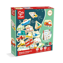 Hape Set Veicoli Magnetici in Legno – 30 Pezzi dai 18 Mesi
