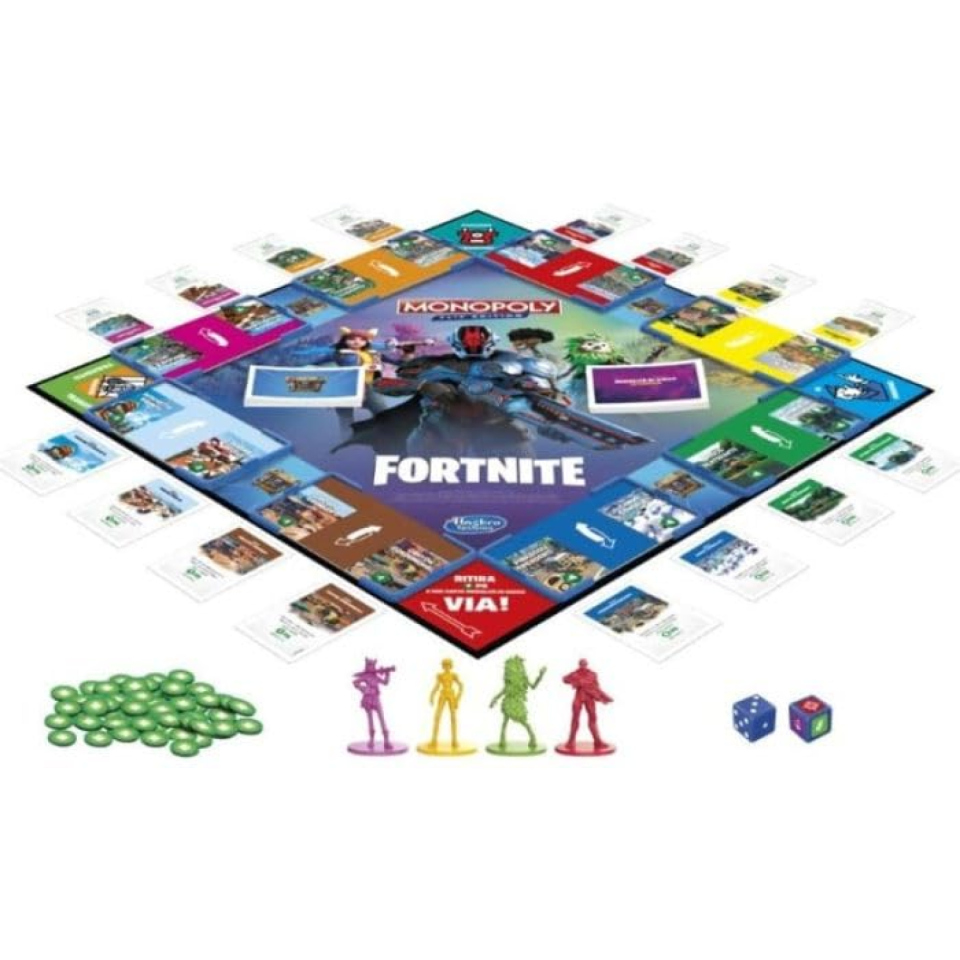 Hasbro Gaming Monopoly Fortnite con tessere capovolgibili
