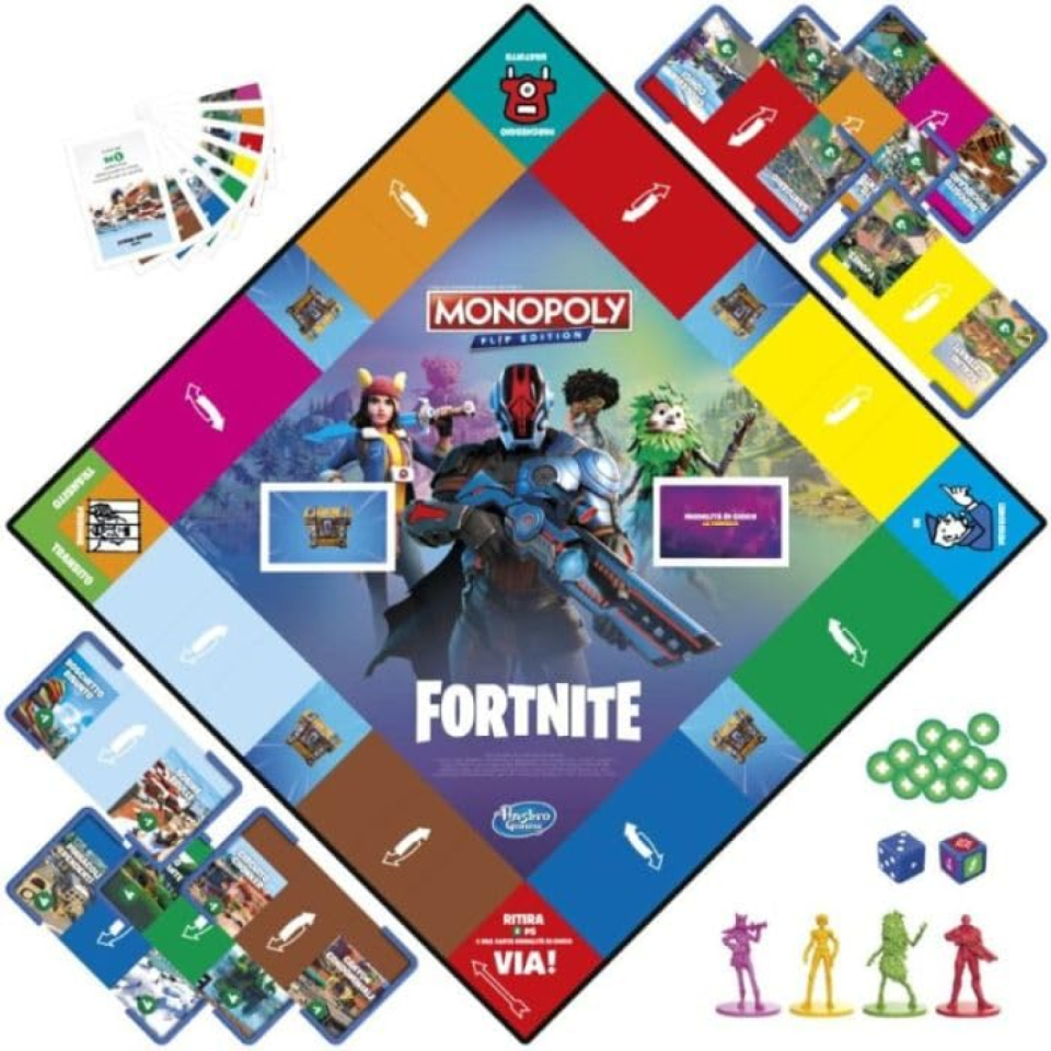 Hasbro Gaming Monopoly Fortnite con tessere capovolgibili