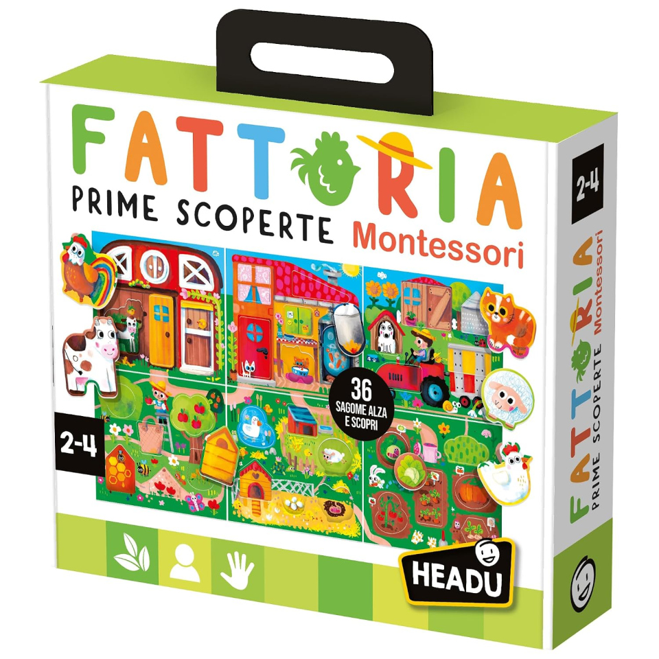 Headu Fattoria Prime Scoperte Montessori con 36 tessere