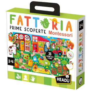 Headu Fattoria Prime Scoperte Montessori con 36 tessere