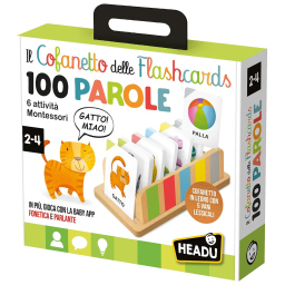 Headu flashcard prime parole in cofanetto di legno