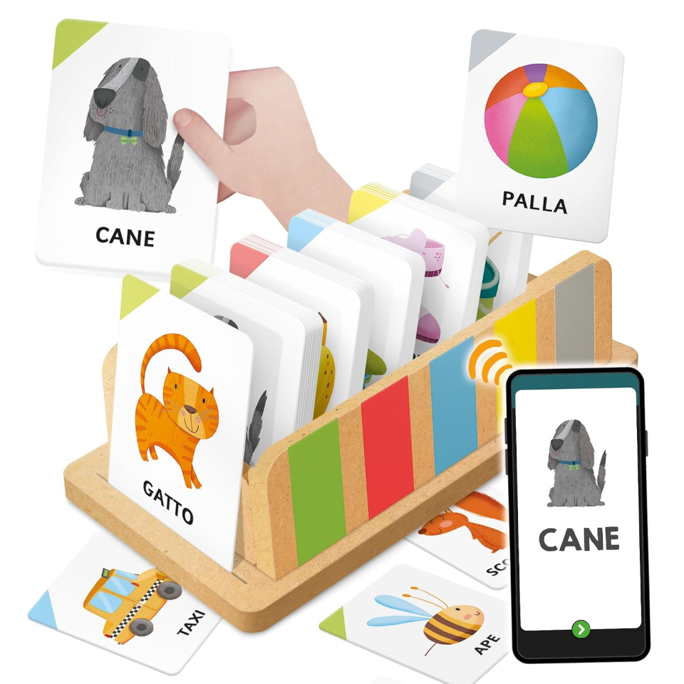 Headu flashcard prime parole in cofanetto di legno