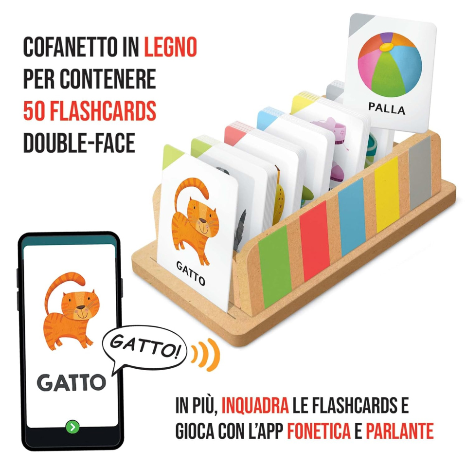 Headu flashcard prime parole in cofanetto di legno