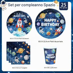 Heboland set stoviglie compleanno spazio da 100 pezzi