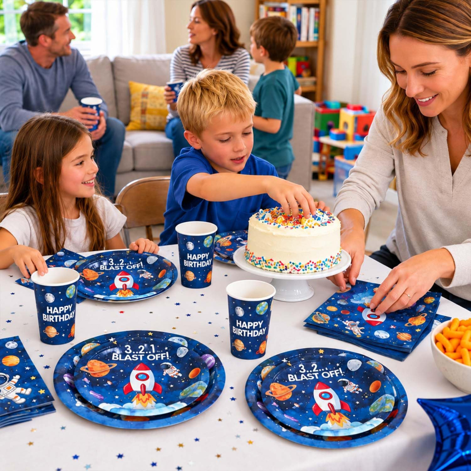 Heboland set stoviglie compleanno spazio da 100 pezzi