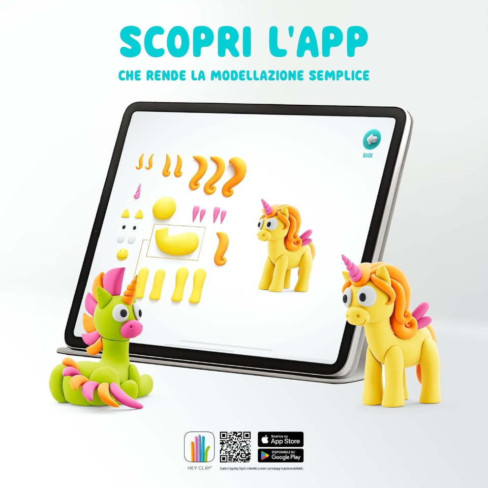 Hey Clay pasta modellabile unicorni, 15 barattoli