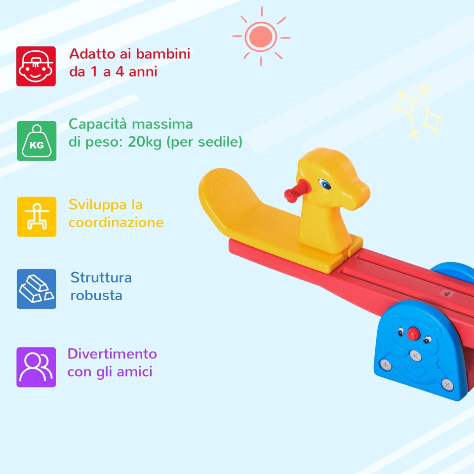 HOMCOM altalena a bilico per bambini 1-4 anni