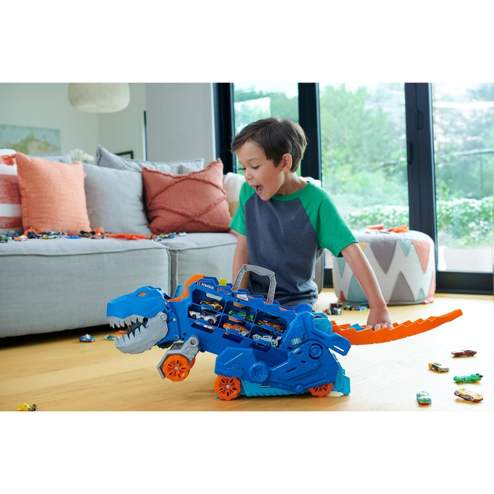 Hot Wheels Mega Dino Trasportatore T-Rex con Pista e Luci