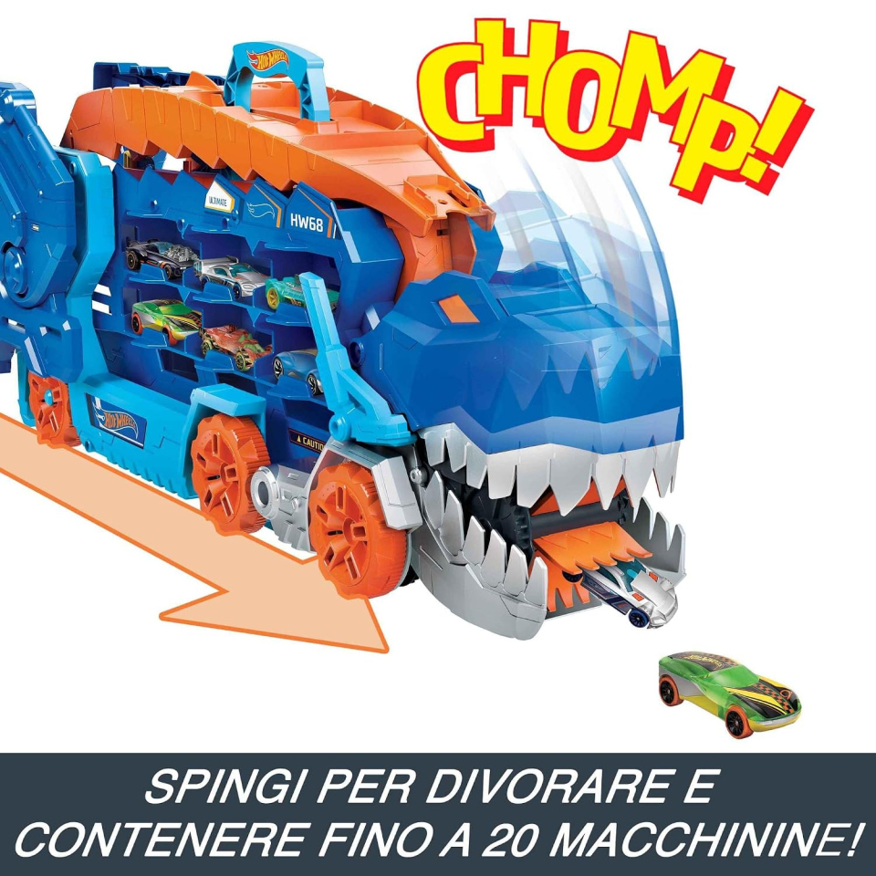 Hot Wheels Mega Dino Trasportatore T-Rex con Pista e Luci