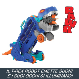 Hot Wheels Mega Dino Trasportatore T-Rex con Pista e Luci