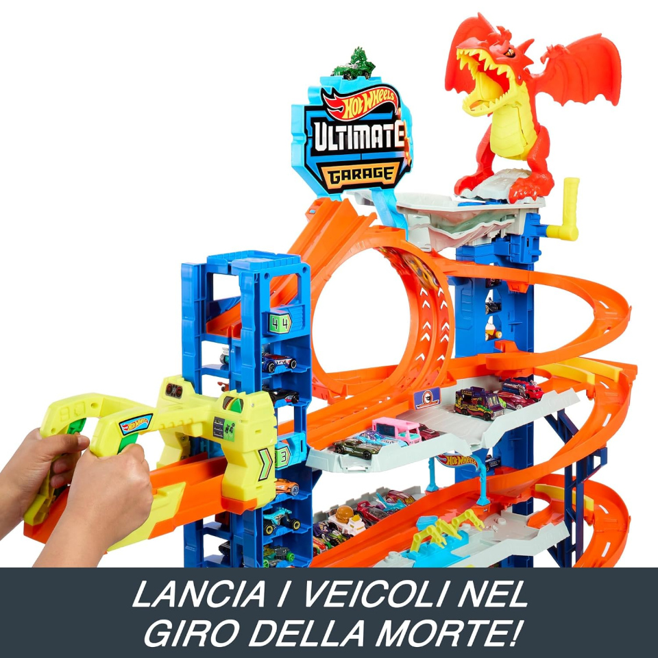 Hot Wheels City Mega Garage con Drago e 2 Macchinine