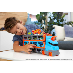 Hot Wheels Speedway Hauler – Camion Trasportatore e Pista 2 in 1 con 3 Auto
