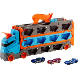 Hot Wheels Speedway Hauler – Camion Trasportatore e Pista 2 in 1 con 3 Auto