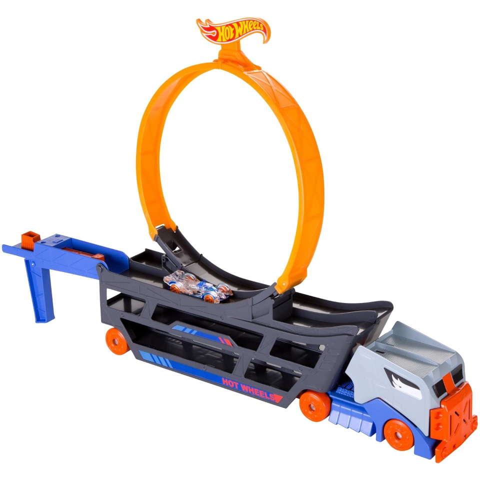 Hot Wheels Trasportatore Mega Loop con Lanciatore e Spazio per 18 Macchinine