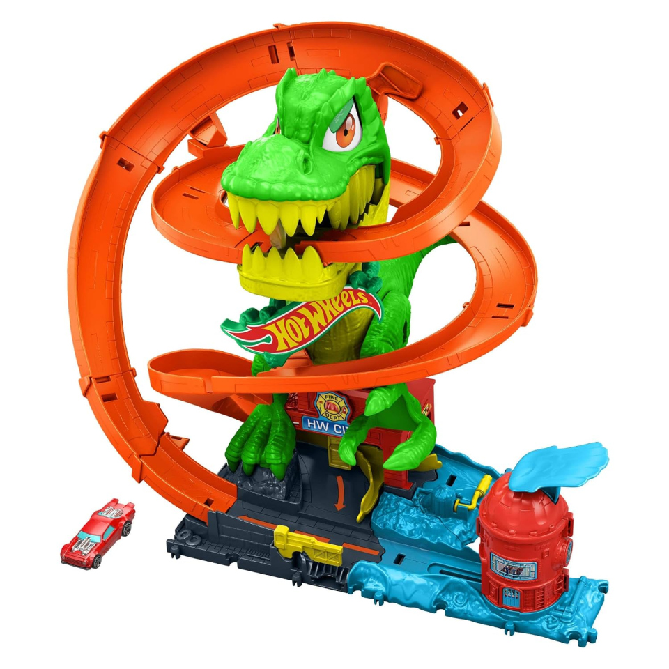 Hot Wheels T-Rex Battaglia Infuocata – Pista con Dinosauro e Macchinina