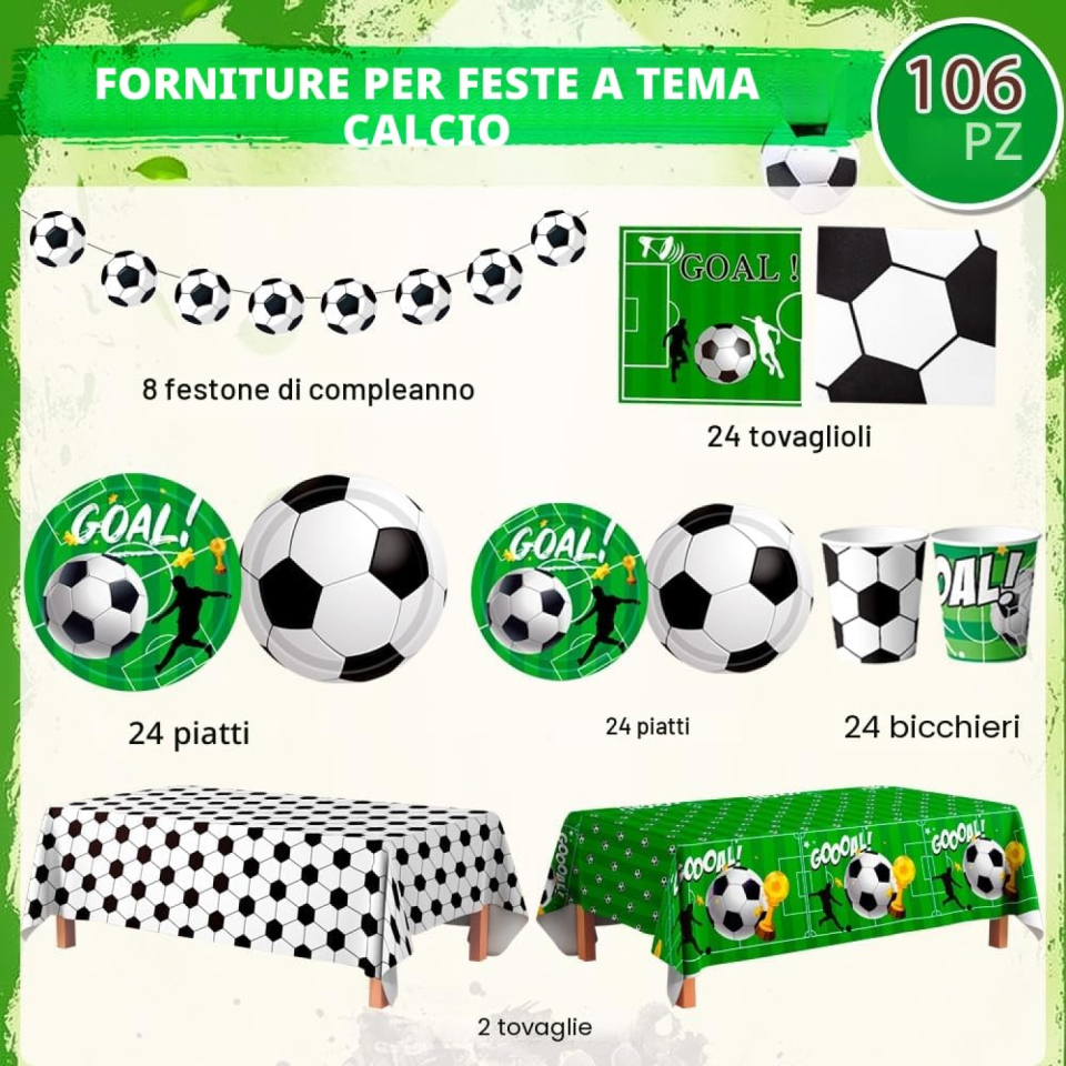 Huxolynifty kit festa calcio per 24 ospiti