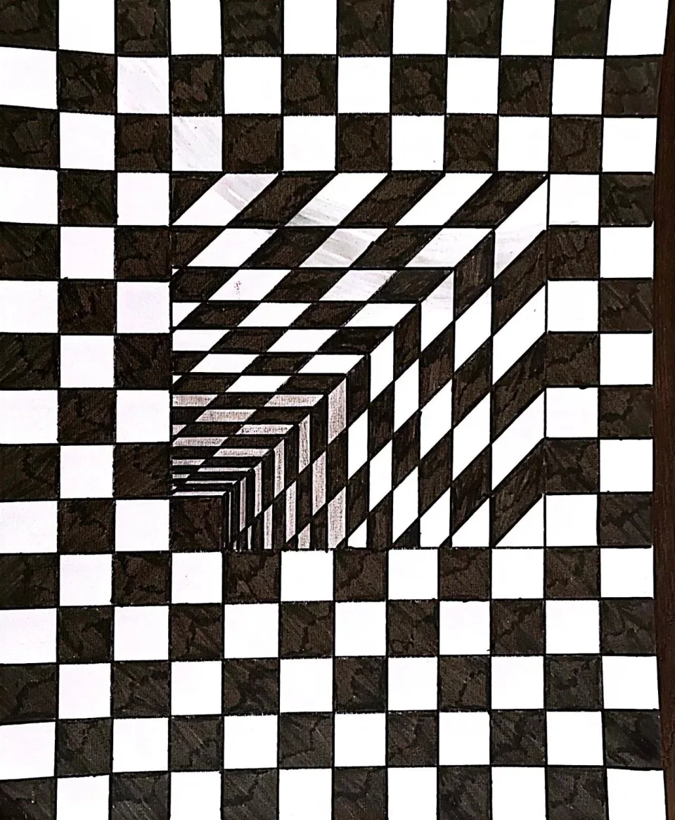 Illusione ottica 3D colorata