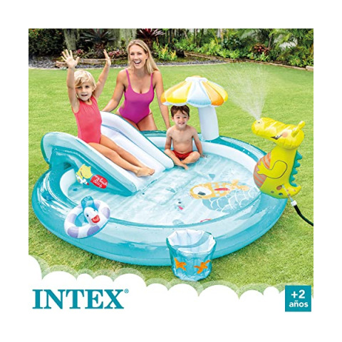 Intex Gator Play Center – Piscinetta Gonfiabile con Scivolo e Spruzzatore
