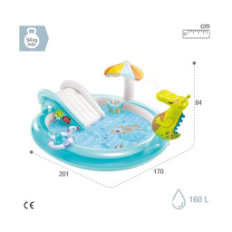 Intex Gator Play Center – Piscinetta Gonfiabile con Scivolo e Spruzzatore