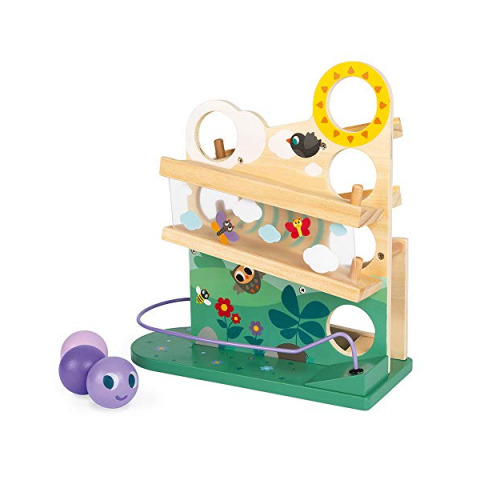 Janod Percorso in Discesa Chenille in Legno per Bambini da 1 Anno