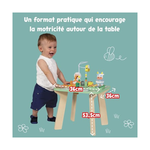 Janod Tavolo Attività in Legno Jolie Prairie – 7 Attività dai 12 Mesi