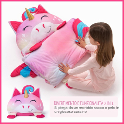 Joiedomi Sacco a Pelo Unicorno per Bambini – 152x68 cm, dai 3 Anni