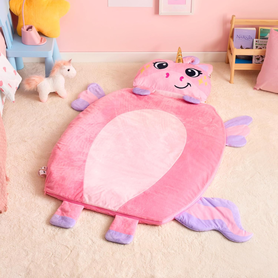Joiedomi Sacco a Pelo Unicorno per Bambini con Cuscino e Coperta